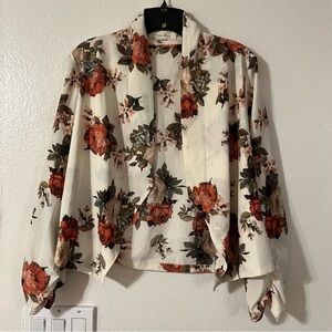 Love Tree Floral Shrug in Orange and Cream